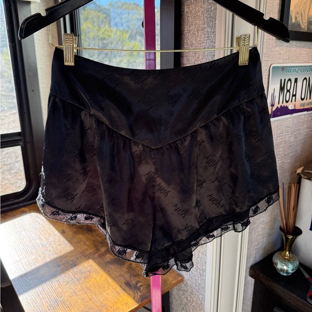 YITTY satin flowy Black Mesh Detail lingerie whimsigoth twee Shorts medium